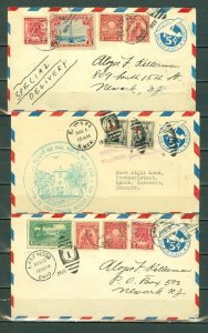 US 1929/31 LOT of (3) 5c  AIRMAIL COVERS...STATIONERY...CACHET