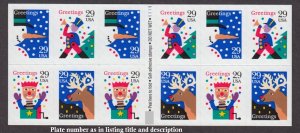 1993 Christmas snowman booklet of 12 Sc 2802a 29c MNH plate number V2222122