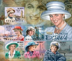 Mozambique 2012 MNH Royalty Stamps Princess Diana Memorial 15th Anniv 6v M/S