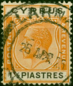 Cyprus 1924 1 1/2pi Orange & Black SG107 Fine Used