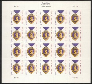 US 2014 Purple Heart Forever Rate Full Sheet; Scott 4704b; MNH