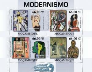 Mozambique - Modernism Art - 4 Stamp  Sheet 13A-671