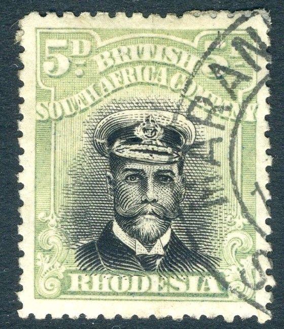 RHODESIA-1919 5d Black & Pale Green Sg 263 FINE  USED V18581