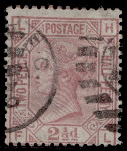 GB QV SG140 SCARCE 2½d rosy mauve pl 2 ERROR of lettering FU CDS Cat £2750 LH FL