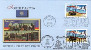 #3736 Greetings From South Dakota Dual Fleetwood FDC