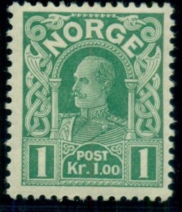 NORWAY #70a (98b) 1kr Haakon, Dark green shade, og, LH, VF, Scott $85.00