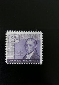 1958 3c President James Monroe, 200th Birth Anniversary Scott 1105 Mint F/VF NH