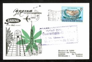 GUATEMALA FFC 1968 SABENA First Flight Cover to BRUSSELS BELGIUM