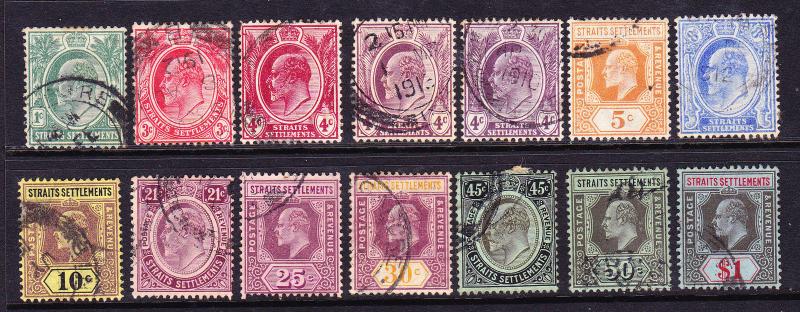 STRAITS SETTLEMENTS 1906  KEVII PART SET TO $1  FU