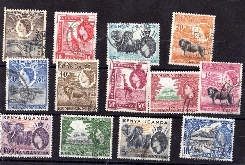 Kenya Uganda and Tanganyika 1954/59 Pictorals SG167/179 Fine Used X7433