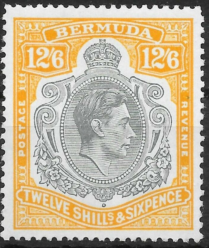 BERMUDA SG120c 1944 12/6 DEEP GREY & BROWNISH ORANGE p14 MTD MINT