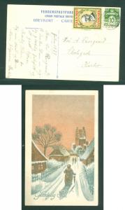 Denmark. Christmas Card 1927 With Seal + 10 Ore.Church. Adr: Haslev