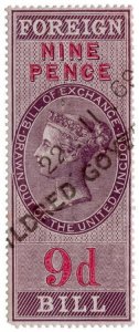 (I.B) QV Revenue : Foreign Bill 9d (1857)