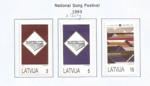 LATVIA - 1992 - National Song Festival - Perf 3v Set - Mint Lightly Hinged