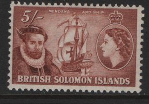 BRITISH SOLOMON ISLANDS 103 MNH  ALVARO DE MENDANA  SHIP   ISSUE