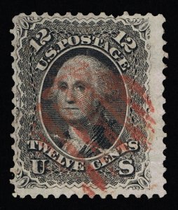 VERY AFFORDABLE GENUINE SCOTT #69 USED 1861 NBNC BLACK WITH RED CANCEL #19303