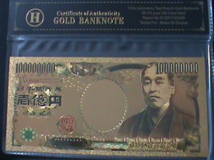 ​JAPAN-ONE MILLION YAN-24K GOLD REPLICA NOTE WITH CERITIFICATE OF AUTHENICITY