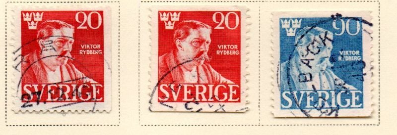 Sweden Sc 363-365 1945  Rydberg stamp set used