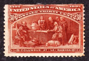 US 239 30c Columbian Exposition Mint VG-Fine OG H SCV $240