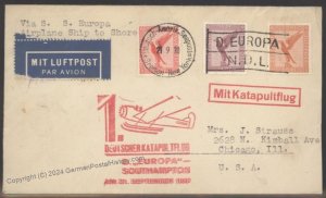 Germany 1930 Europa Schleuderflug 21.9.1930 Catapult Cover Airmail Cachet 103304