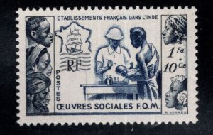 FRENCH INDIA  Scott B15  MH* Tropical Medicine Semi Postal stamp 1950