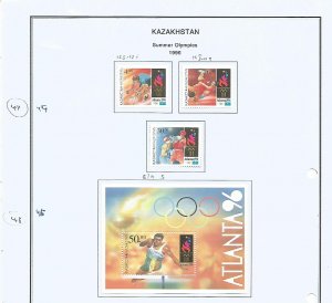 KAZAKHSTAN - 1996 - Summer Olympics-Perf 3v Set & Souv Sheet-Mint Lightly Hinged