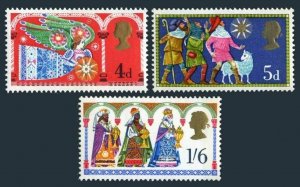 Great Britain 605-607 two sets,MNH. Mi 532-534. Christmas 1969. Angel, Shepherds