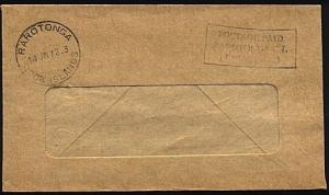 COOK IS 1972 cover scarce RAROTONGA Permit 3 frank........................71940W