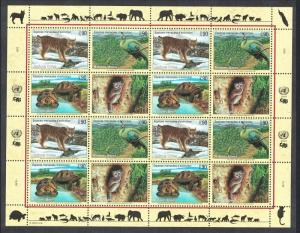 UN Geneva Lynx Peafowl Bird Tortoise Lemur Sheetlet of 4 sets SG#G409-12