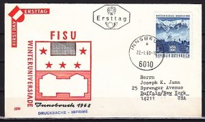 Austria, Scott cat. 807. Winter University Games issue. First day cover. ^