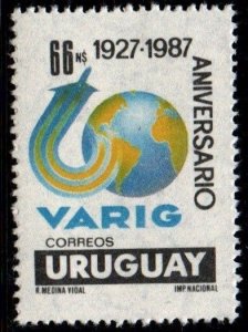 1988 Uruguay VARIG airlines airplane flight  #1246 ** MNH