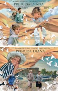 Princess Diana British Royal Family Royalty Guinea-Bissau MNH stamp set