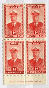 BASUTOLAND; 1947 early Royal Visit issue fine Mint hinged Inscription BLOCK