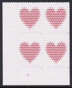 5431 Made of Hearts Plate Block MNH