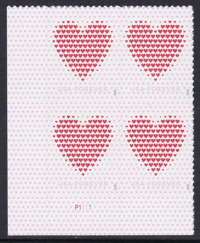 5431 Made of Hearts Plate Block MNH