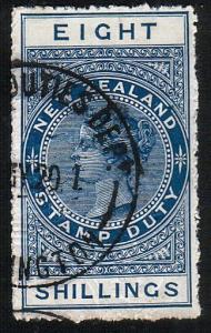 NEW ZEALAND 1880 Stamp Duty 8/- fine used..................................10515