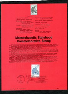 SP805 Massachusetts Statehood, Souvenir Page FDC (#2341)