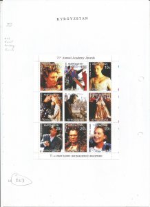 KYRGYZSTAN - 1999 - Academy Awards - Perf 9v Sheet -Mint Lightly Hinged-Private