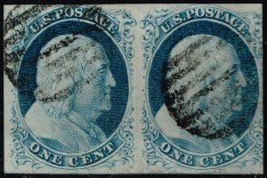 US #9 Benjamin Franklin; Used Pair (2Stars)