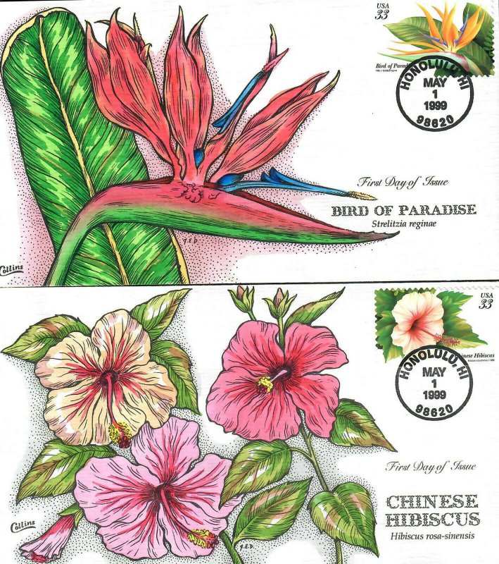 US Collins FDC Sc#3310-13 Flowers Set Of 4 