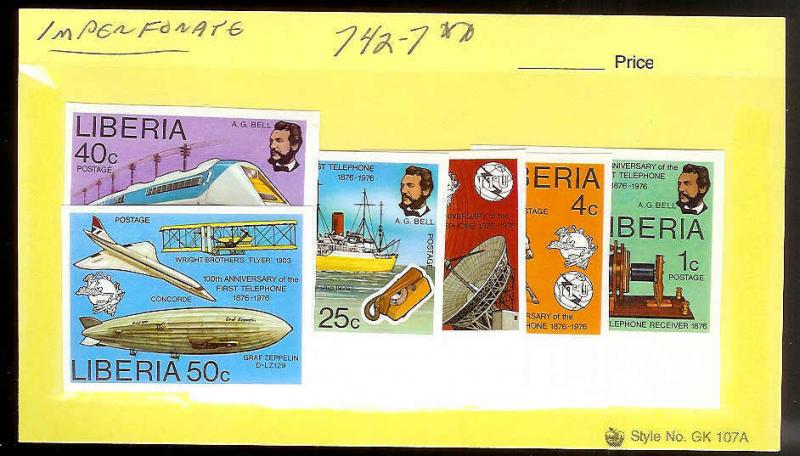 LIBERIA SC#742/747 Alex Bell Complete IMPERF Set ALL MNH