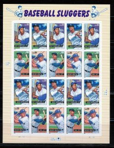 UNITED STATES SCOTT #4080/83 BASEBALL SLUGGERS SHEET MINT NH