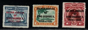 Cook Islands Scott 98-100 KGV Silver Jubilee overprint set