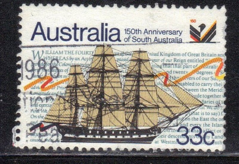 AUSTRALIA SC# 974 USED 33c 1986  SAILING SHIP  SEE SCAN