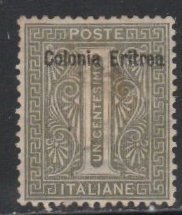 Eritrea # 1, Italian Stamp Overprinted,  Hinged, 1/3 Cat.