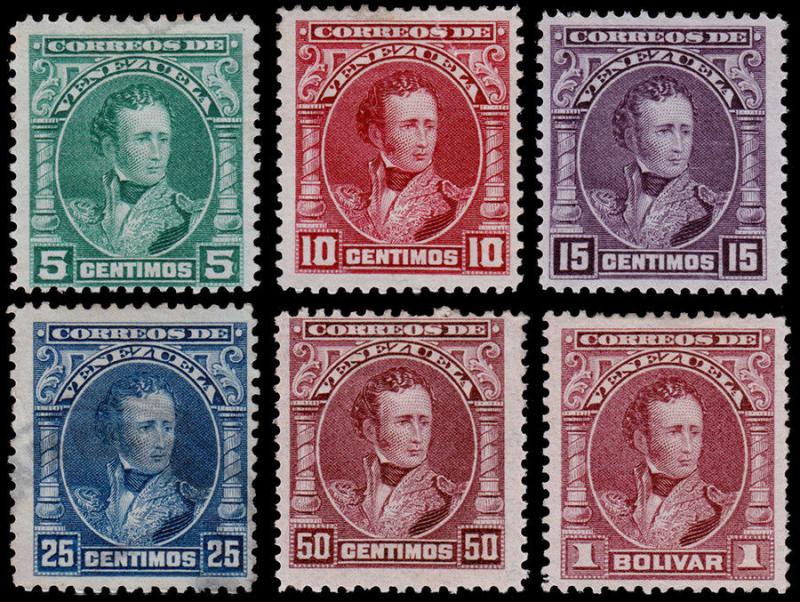 Venezuela Scott 231-236 (1904-09) Mint/Used H F-VF Complete Set