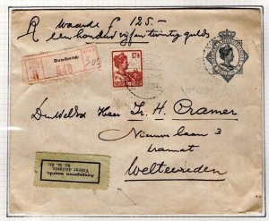 DUTCH EAST INDIES Cover Bandoeng Registered DECLARED VALUE Label 1920 DL108