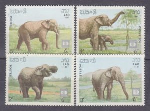 1987 Laos 1028-1031 Fauna - Elephants  4,40 €