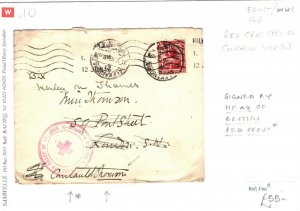 EGYPT WW1 Cover BRITISH RED CROSS Head SIGNED London 1916 {samwells-covers}SW10