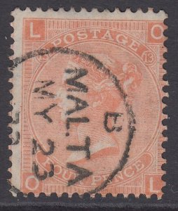 SG 93 4d dull vermilion plate 13. Very fine used with a Malta CDS